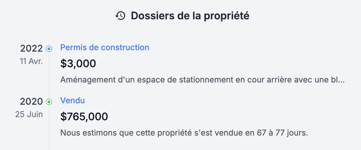 Historique de propriété et informations municipales